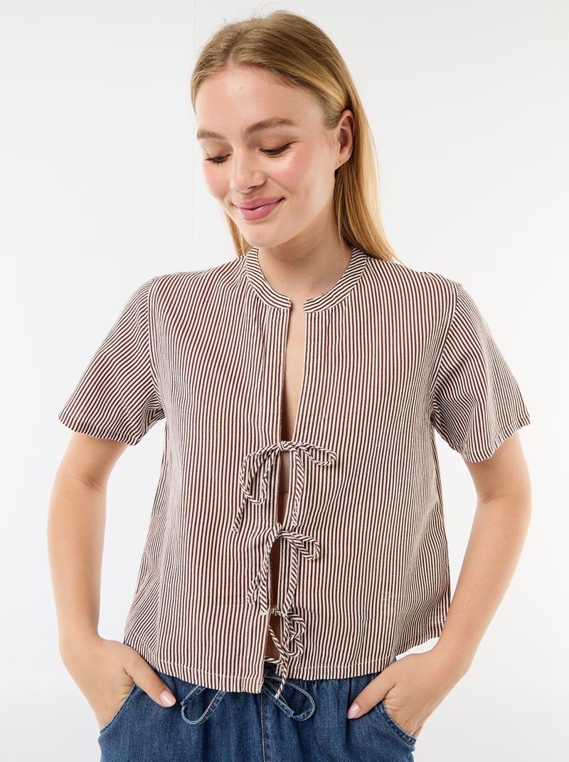 Blusa con nudos Marron - Kiabi