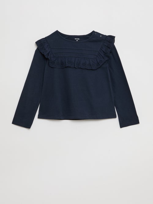 Blusa con pechera y bordado inglés - So Easy - Kiabi