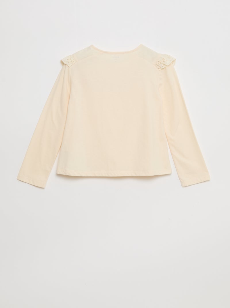 Blusa con pechera y bordados ingleses - colección fácil de poner Blanco - Kiabi