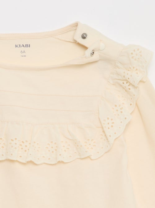 Blusa con pechera y bordados ingleses - So Easy - Kiabi