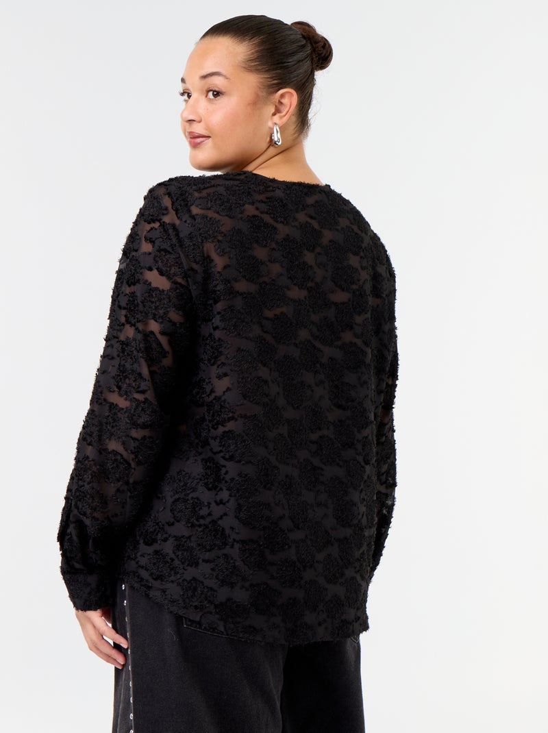 Blusa con plumeti Negro - Kiabi
