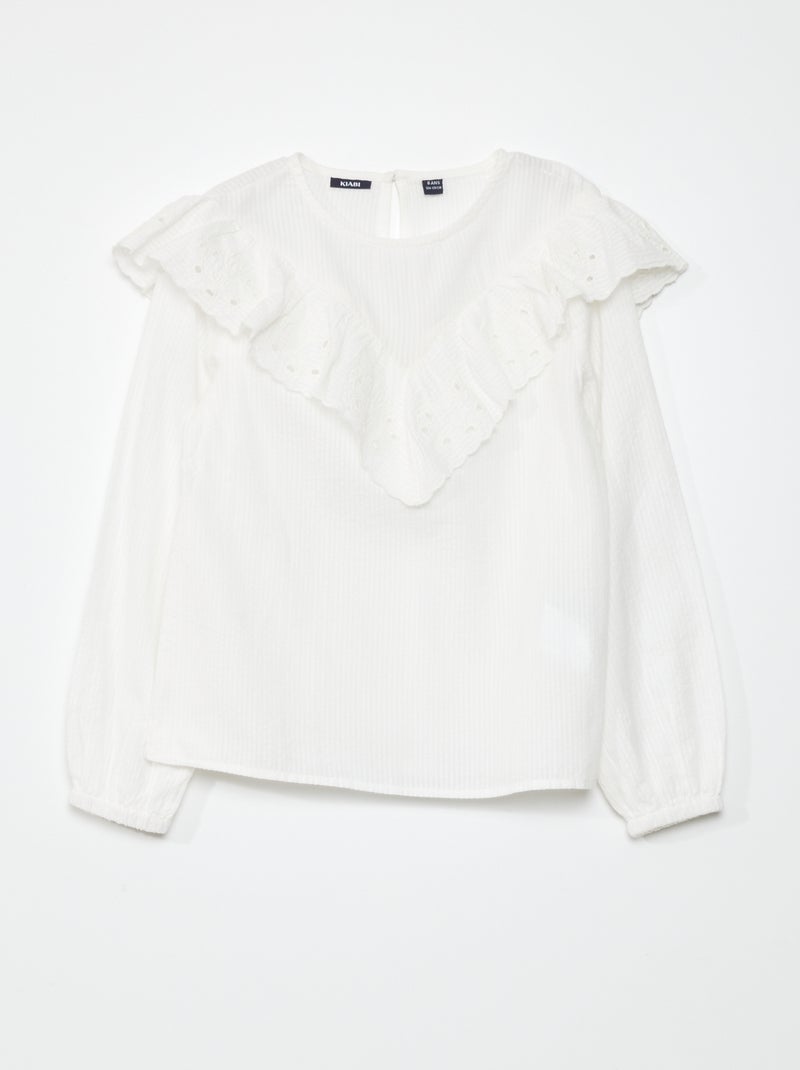 Blusa con volantes Blanco - Kiabi