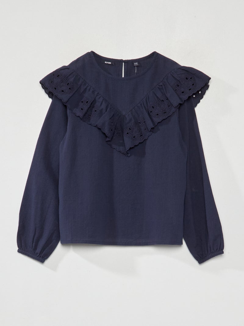 Blusa con volantes NEGRO - Kiabi