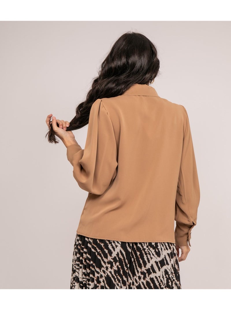 Blusa con volantes OKIER Marrón caramelo - Kiabi