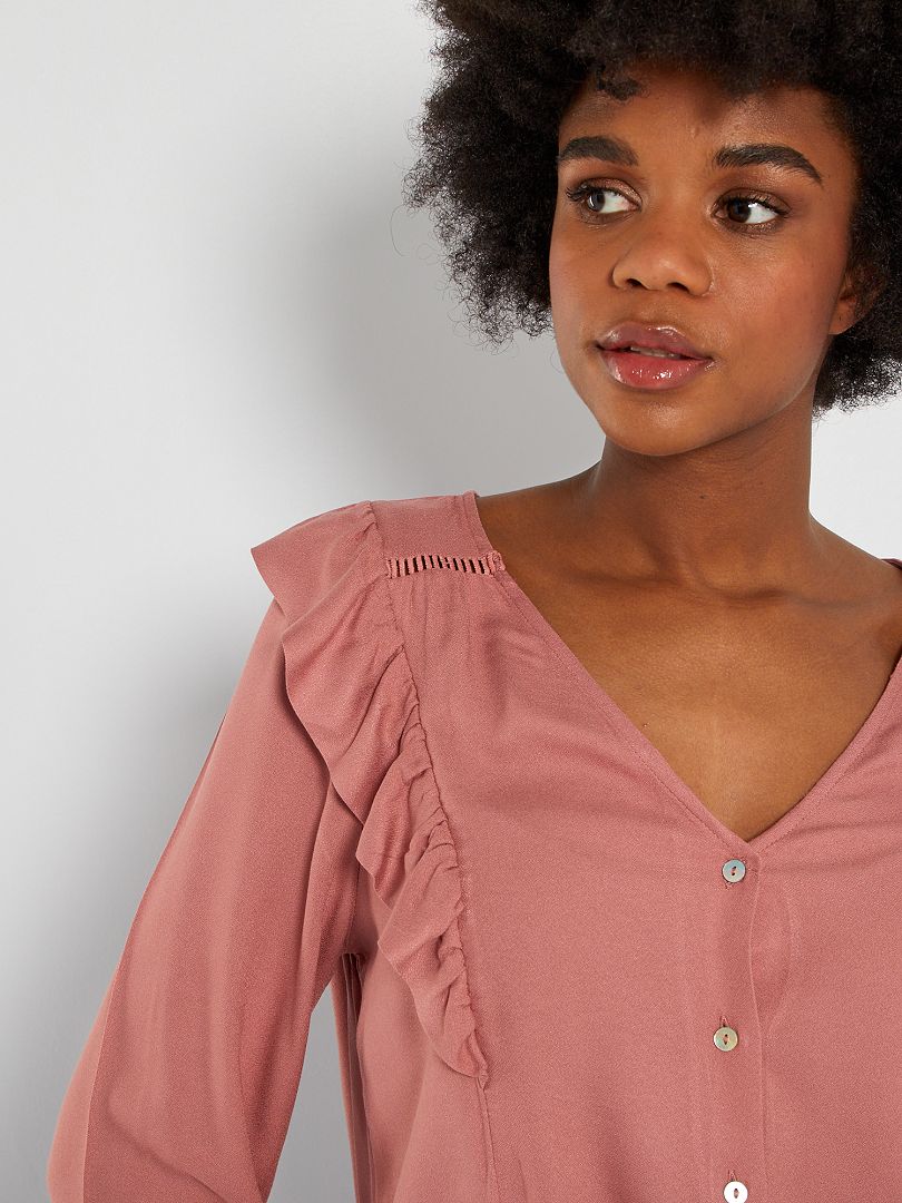 blusa rosa volantes