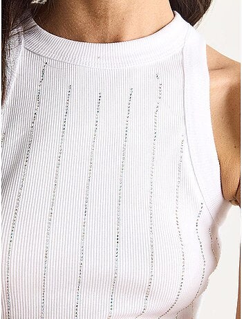 Blusa corta básica con rayas de diamante lucci