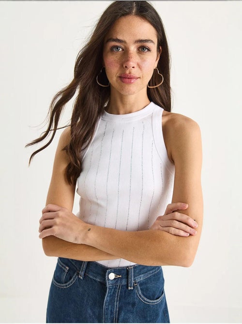 Blusa corta básica con rayas de diamante lucci - Kiabi