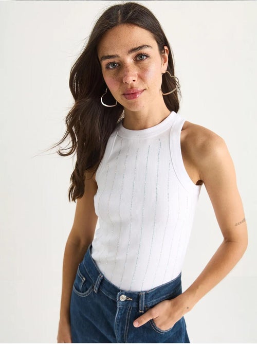 Blusa corta básica con rayas de diamante lucci - Kiabi