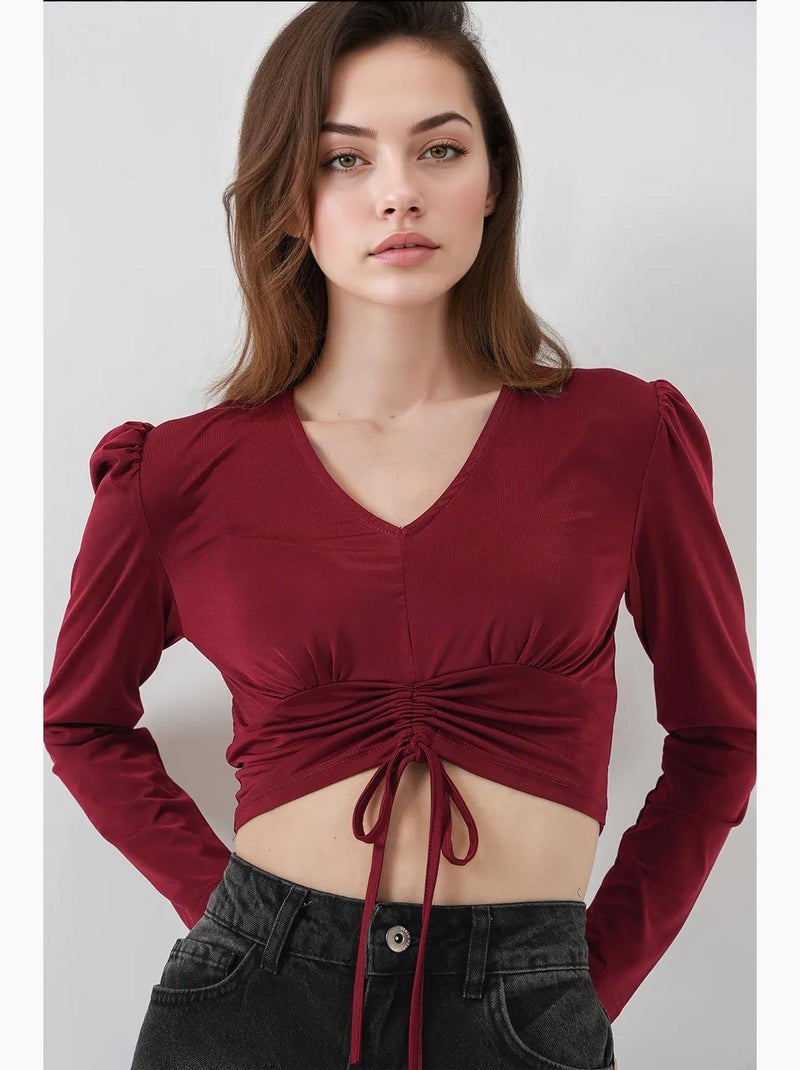 Blusa corta color arena bdart Rojo burdeos - Kiabi