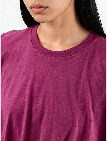 Blusa corta con cuello redondo y elástico busem