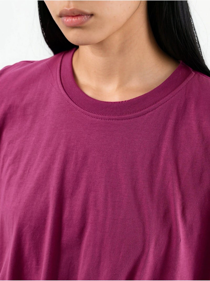 Blusa corta con cuello redondo y elástico busem Magenta - Kiabi