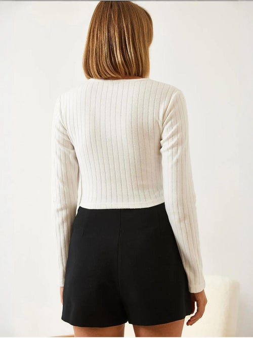 Blusa corta con ribete delantero lucci - Kiabi