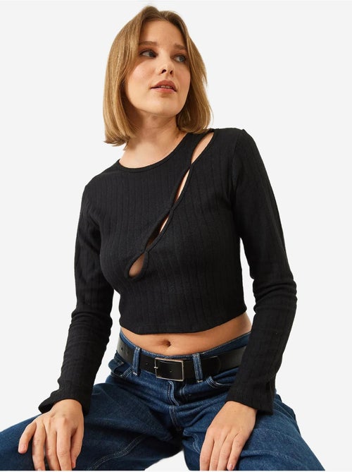 Blusa corta con ribete delantero lucci - Kiabi