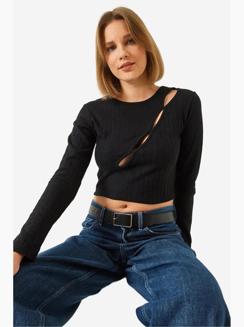 Blusa corta con ribete delantero lucci - Kiabi
