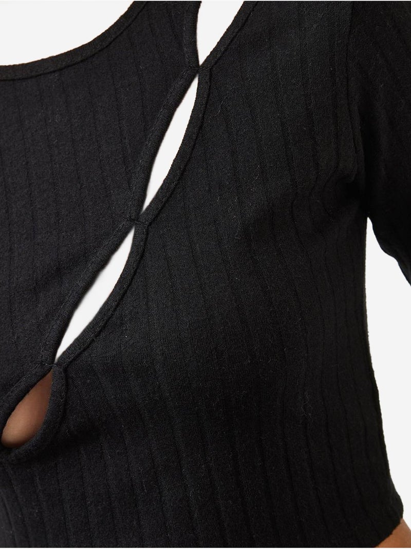 Blusa corta con ribete delantero lucci Negro - Kiabi