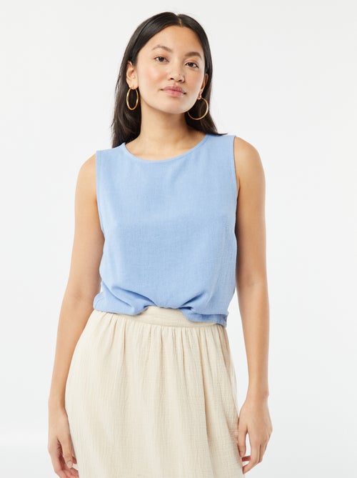 Blusa corta de mezcla de lino - Kiabi