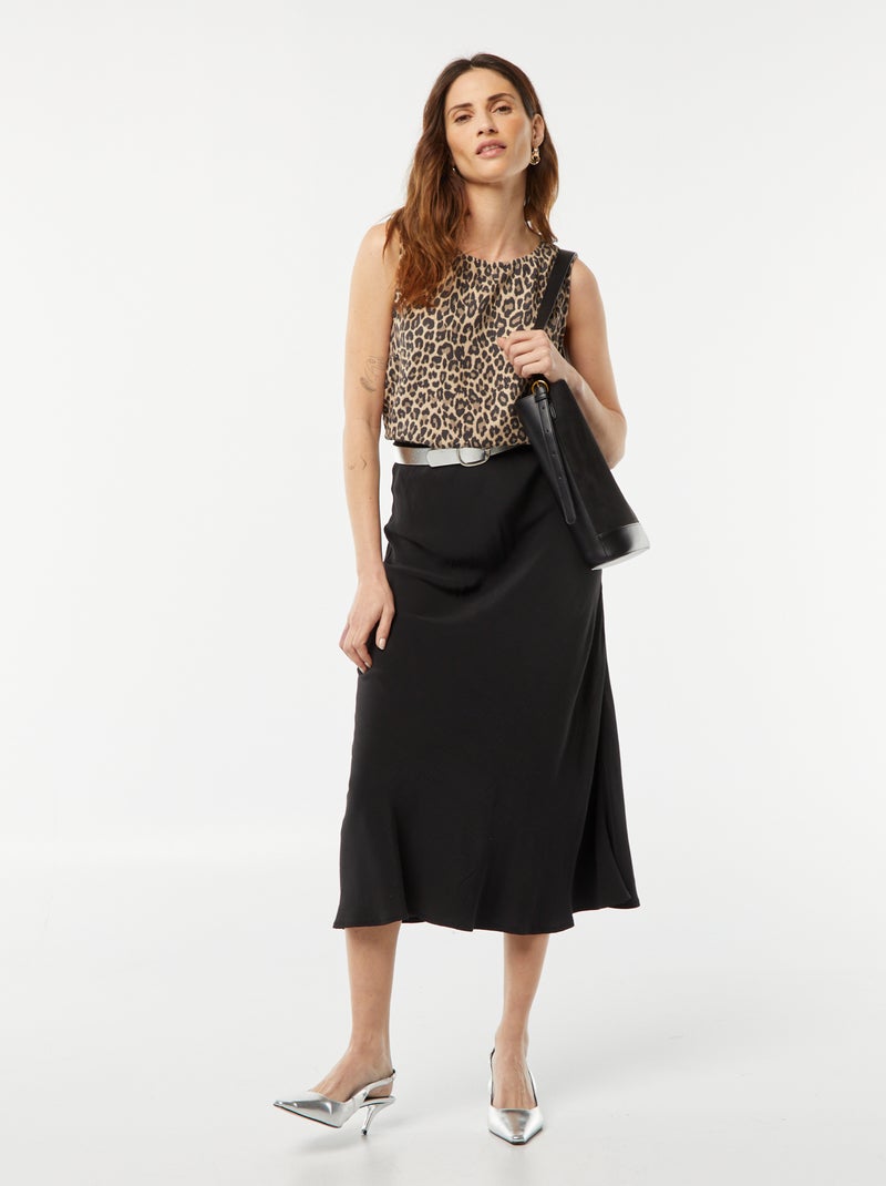 Blusa corta de mezcla de lino BEIGE - Kiabi