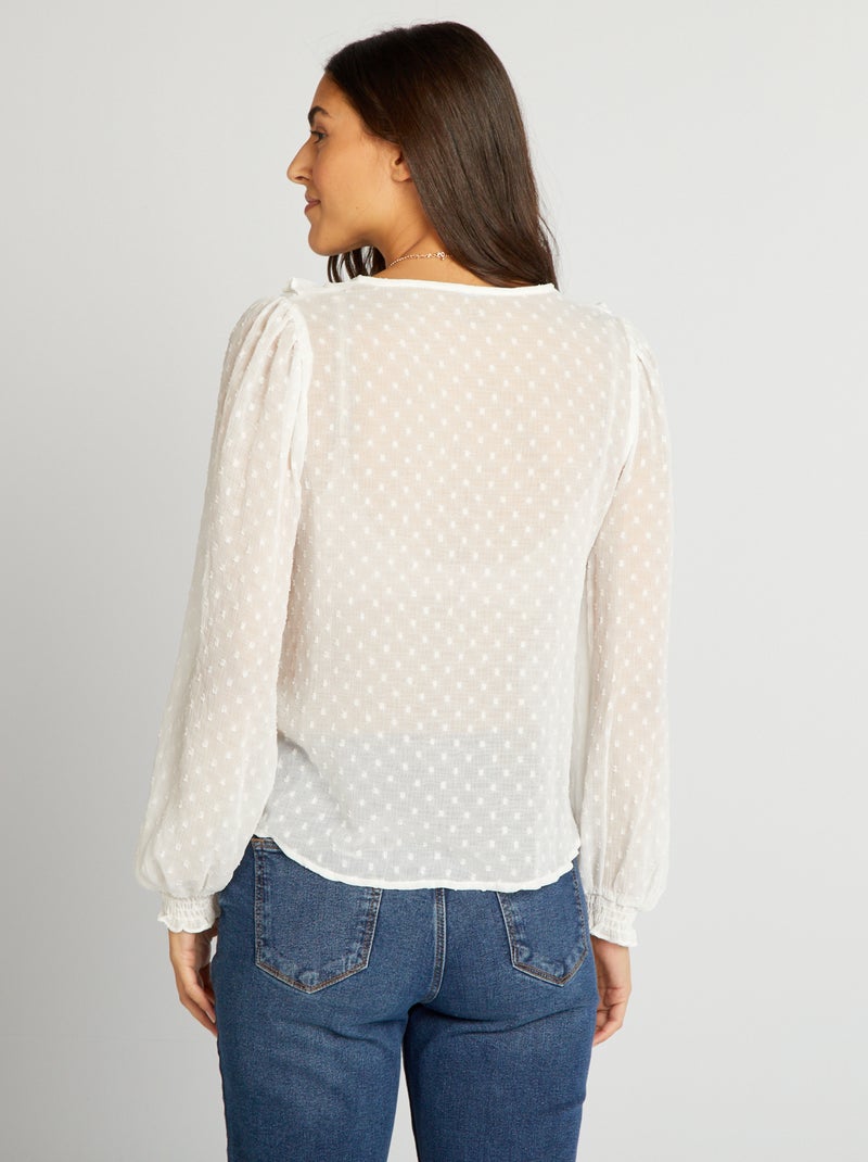 Blusa corta de plumeti BLANCO - Kiabi