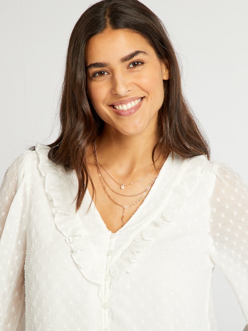 Blusa corta de plumeti BLANCO - Kiabi