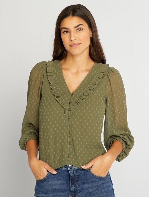 Blusa corta de plumeti - Kiabi