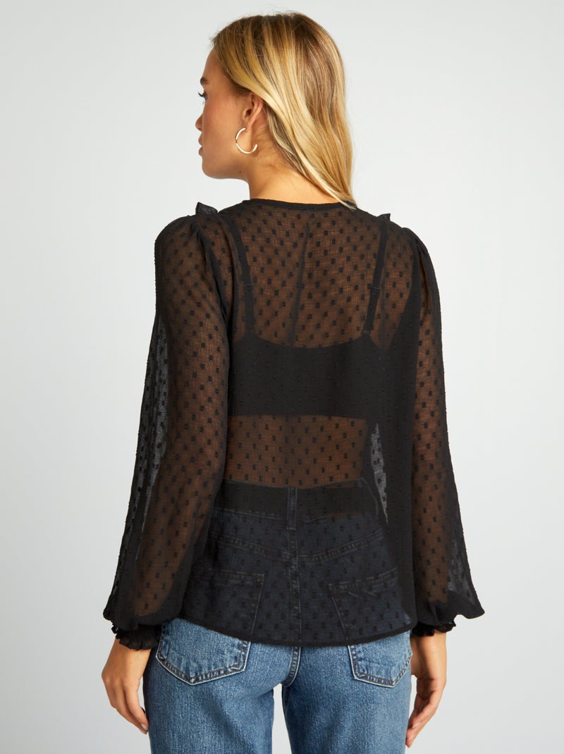 Blusa corta de plumeti negro - Kiabi