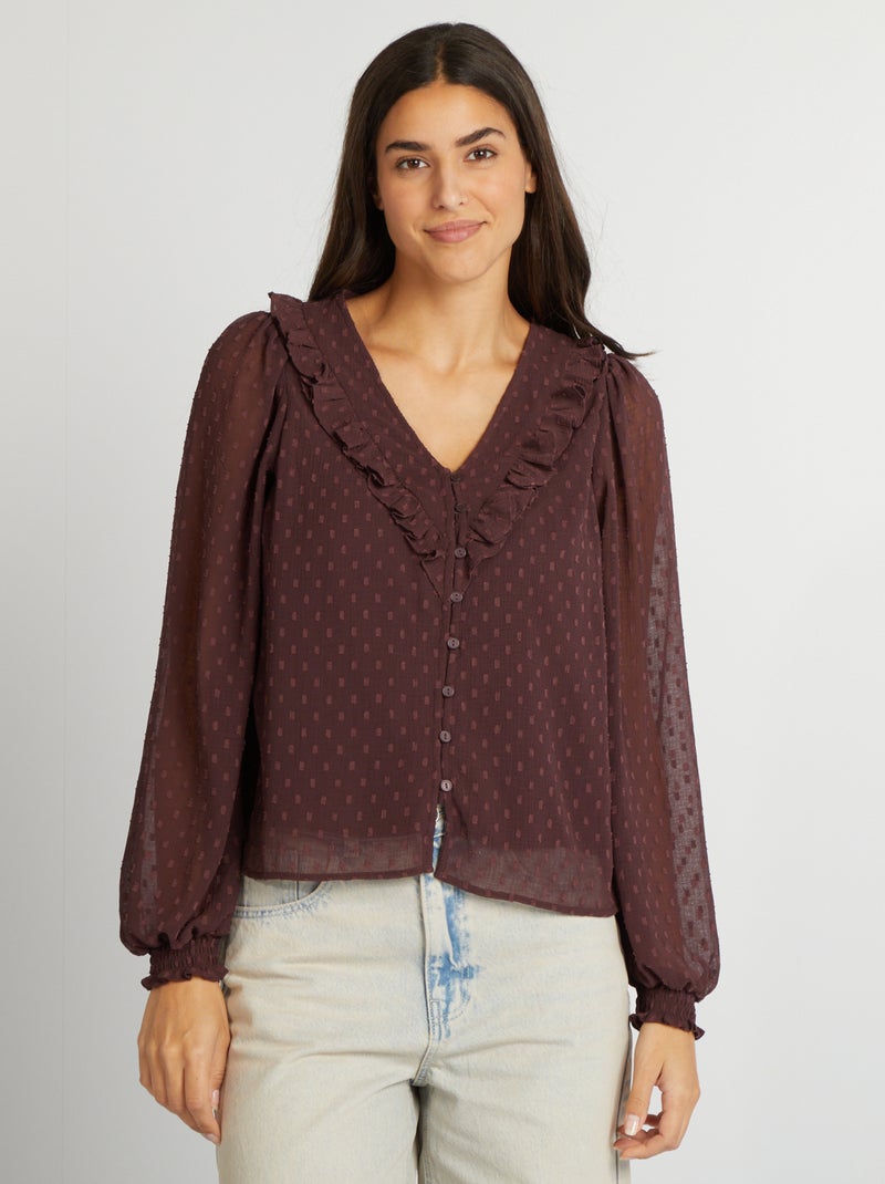 Blusa corta de plumeti PURPURA - Kiabi