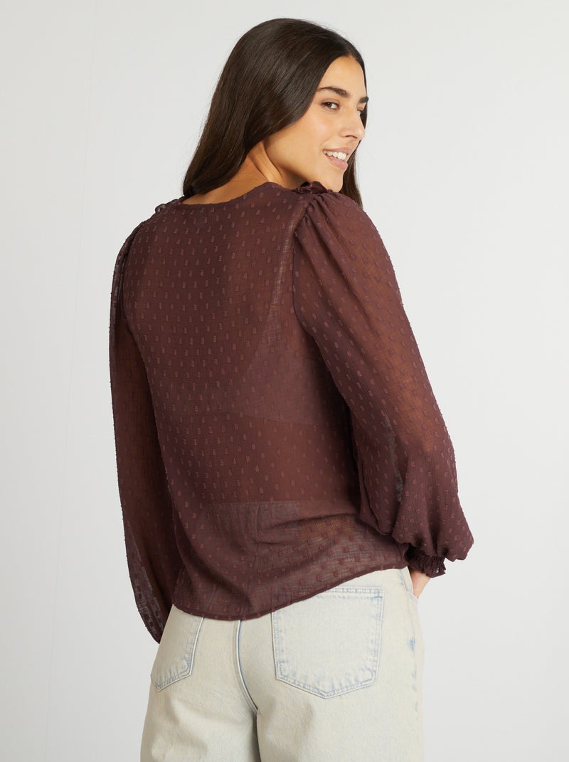 Blusa corta de plumeti PURPURA - Kiabi