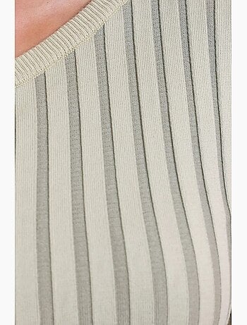 Blusa corta de punto acanalada con un solo hombro a rayas hiccup