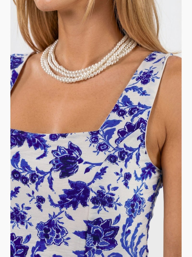 Blusa corta floral con cuello cuadrado busem Multicolor - Kiabi