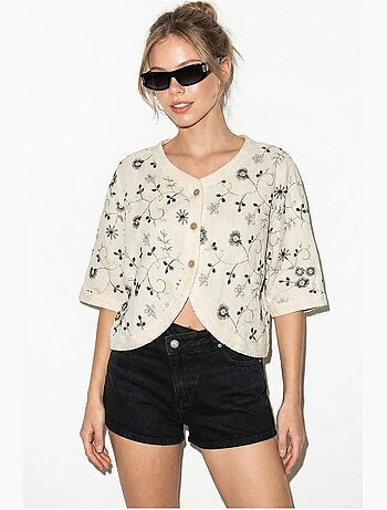 Blusa corta floral escote en v lucci