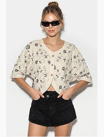 Blusa corta floral escote en v lucci