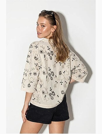 Blusa corta floral escote en v lucci
