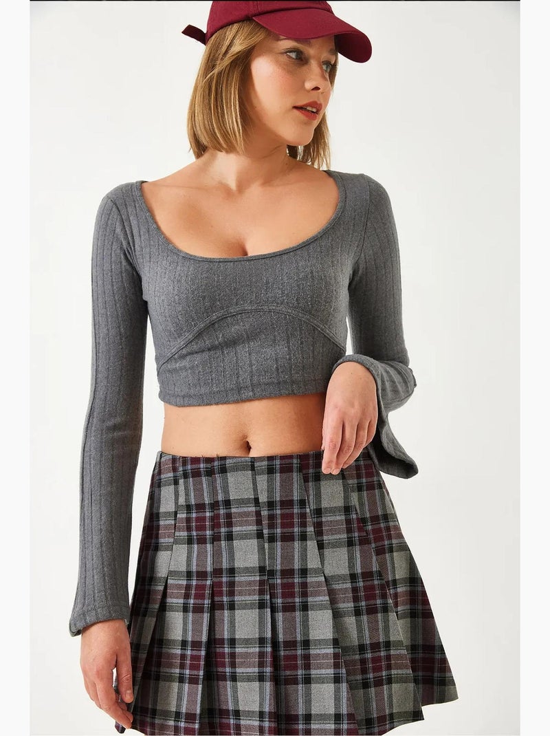 Blusa corta lucci Gris negro - Kiabi