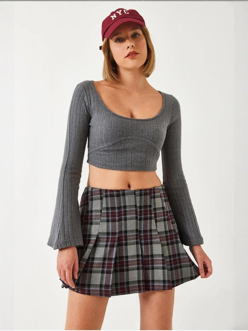Blusa corta lucci Gris negro - Kiabi
