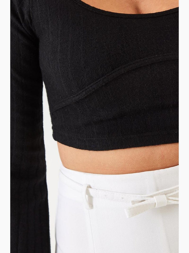 Blusa corta lucci Negro - Kiabi