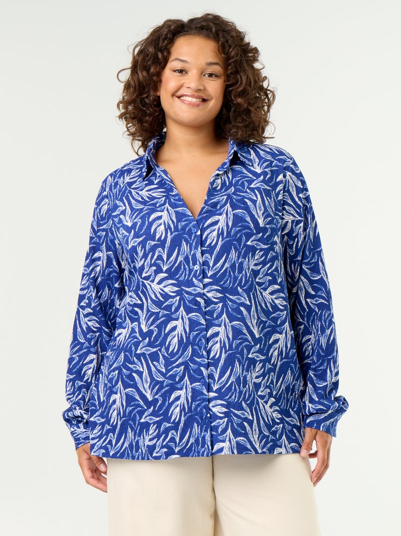 Blusa crepé estampada Azul - Kiabi