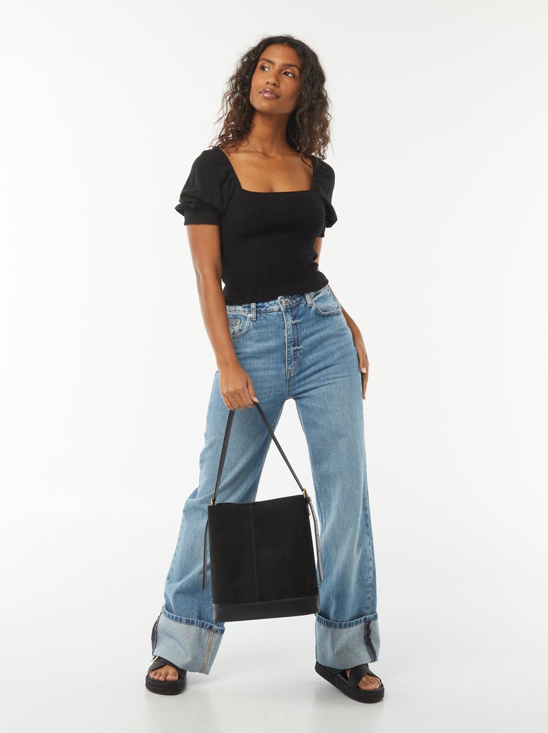 Crop Tops Blusas Manga Larga Corta Crop Blusa Negra Corta Crop Top