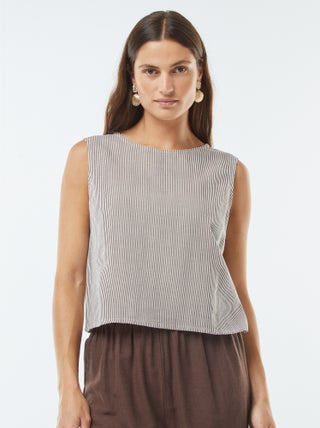 Blusa crop de mezcla de lino sin manags