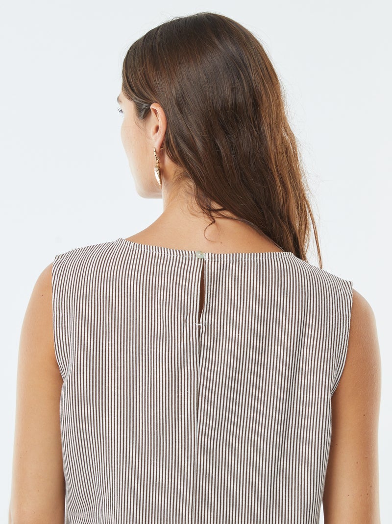 Blusa crop de mezcla de lino sin manags Beige - Kiabi