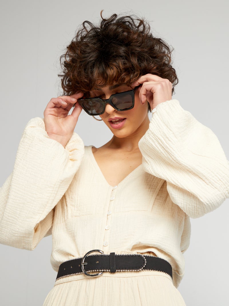 Blusa crop top de gasa de algodón BLANCO - Kiabi