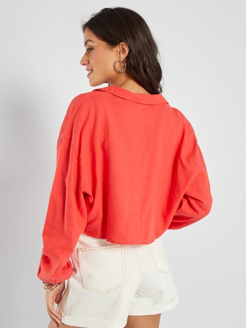 Blusa cropped con cuello de pico Rojo - Kiabi