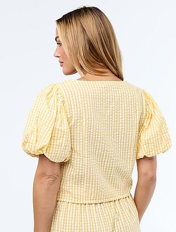 Blusa cropped de punto gofrado