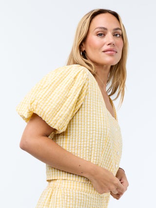 Blusa cropped de punto gofrado