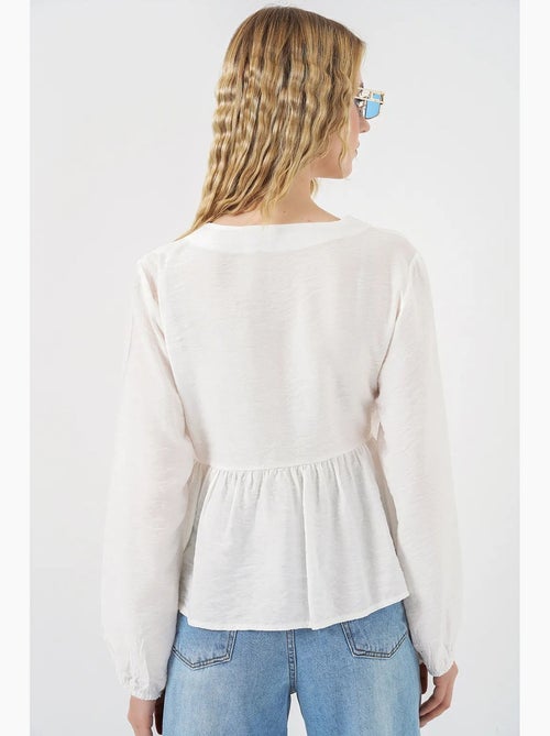 Blusa cruzada de crepé con escote en v y detalle de lazo bdart - Kiabi Blusa cruzada de crepé con escote en v y detalle de lazo bdart - Kiabi