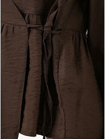 Blusa cruzada de crepé con escote en v y detalle de lazo bdart