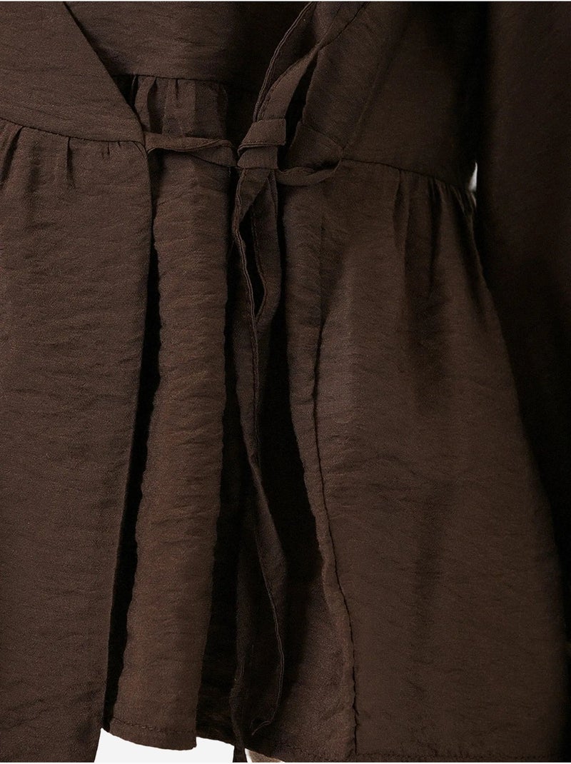 Blusa cruzada de crepé con escote en v y detalle de lazo bdart Marrón chocolate - Kiabi