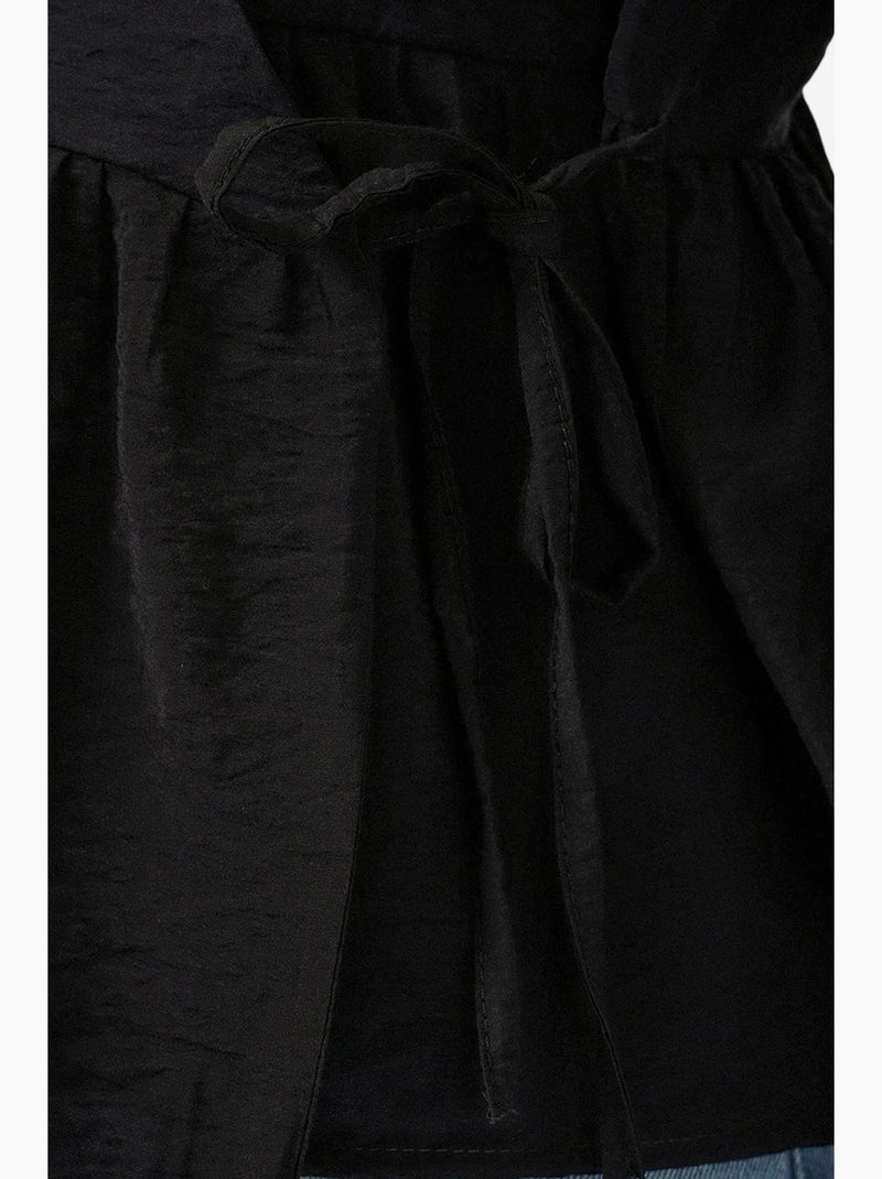 Blusa cruzada de crepé con escote en v y detalle de lazo bdart Negro - Kiabi