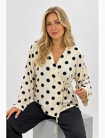 Blusa cruzada de lunares con detalle de lazada bdart