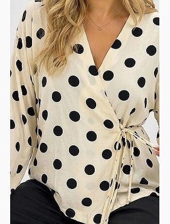 Blusa cruzada de lunares con detalle de lazada bdart