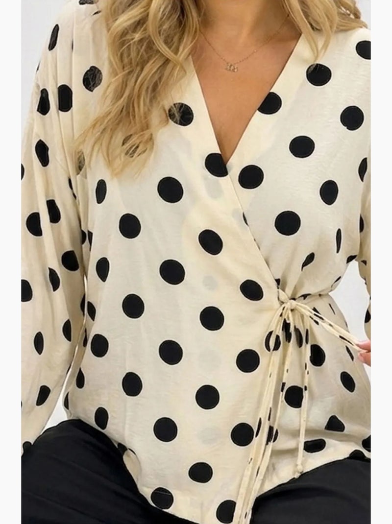 Blusa cruzada de lunares con detalle de lazada bdart Blanco roto - Kiabi